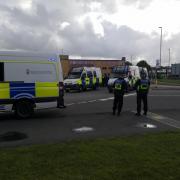 Police on the scene at a previous Swindon Town v Newport County match