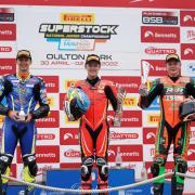 Swindon's Max Cook stands on top of the podium after a pair of wins at Oulton Park Photo: Camipix Photography