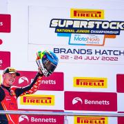 Max Cook claimed second in round five of the National Junior Superstock championship at Brands Hatch        Photo: Camipix Photography