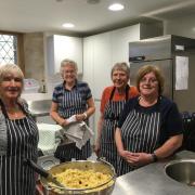 The dinner ladies who served free meals to hungry families and neighbours in Highworth this summer at St Michael's Church.