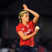 England's Lauren Bell bowling during the second T20 International match at The Incora County Ground, Derby. Picture date: Tuesday September 13, 2022.