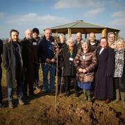Members of Marion’s family with members of the Ford family at the tree planting in Lea       Picture: Nick Spratling