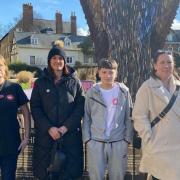 Loved ones of Owen Dunn visiting the Gloucester Knife angel as they prepare their own anti-knife campaign