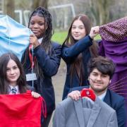 Lawn Manor pupils with some of the pre-loved prom outfits