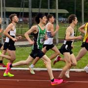 Swindon Harriers' Simon Dill and Fletcher Hart compete in the 1500m at Watford