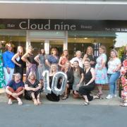 Staff and customers celebrate 10 years of operating for Cloudnine Hair and Beauty