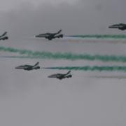 The Saudi Hawks start to break formation to land.