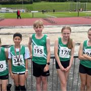 Some of Swindon Harriers' young athletes at the South West Inter Counties Championships