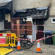 Fire damage to the front of the property in The Butts, Chippenham