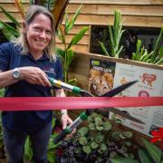 Professor Amy Dickman cutting the ribbon on Cotswold Wildlife Park's new lion house