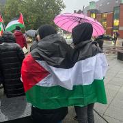 Palestine flags were worn.