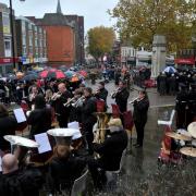 The Remembrance Sunday service in Swindon town centre