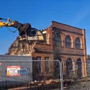 The final part of the Swindon Corporation Bus Depot building is being demolished
