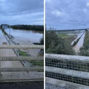 A flood alert covers the M4 overpass at Dauntsey which has previously been hit by flooding (file photo)