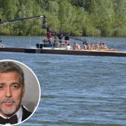 George Clooney's (inset) latest directorial effort The Boys in the Boat was filmed in Wiltshire. It's out in cinemas this week.