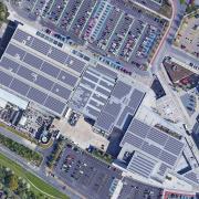 How the buildings at the Orbital shopping park would look covered in solar panels