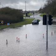 Flooding at the Meads roundabout