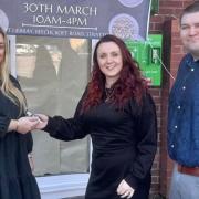 Hannah Fruen, left, with Amy and Chris from Stratton St Margarent Parish Council