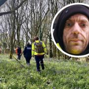 Wiltshire Police and Wiltshire Search and Rescue searching in Swindon and (inset) Trevor Barnard