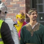 People in costume near the Swindon Premier Inn
