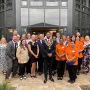 Mayor of Swindon, Imtiyaz Shaikh, with staff from Cotswolds Rise