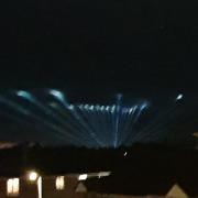 Many beams of light seen over Swindon