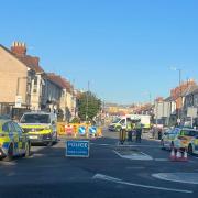 The scene of the fatal stabbing on Manchester Road