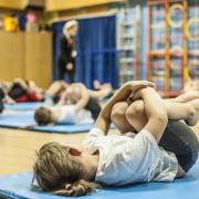 Physical education in the school gym