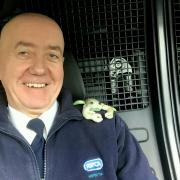 RSPCA inspector Paul Seddon, with the toy.  A specially-trained exotic animal hunter was called out to catch a deadly salamander - which turned out to be a child's cuddly TOY.