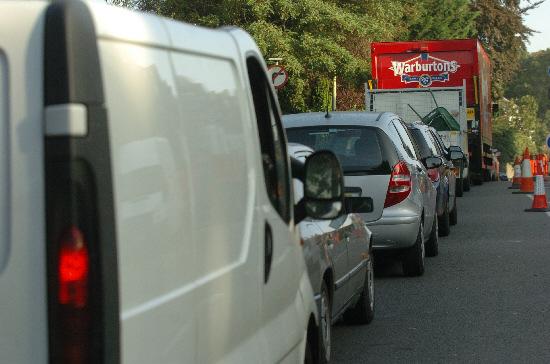 Traffic stacks up on Croft Road this week