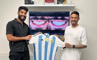 Footballer Manuel Lanzini visited Swindon recently to have work done to his teeth.