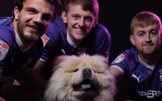 The first-team players posed in the new third kit along with Nacho the dog.