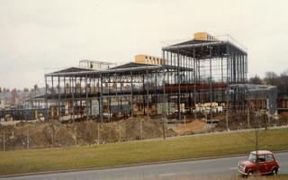 A laundry under construction near Great Western Way in the 1980s, which later became flats on Brunel Crescent. Picture: Swindon Libraries Local Studies