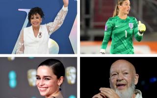 Dame Shirley Bassey, England goalkeeper Mary Earps, actress Emilia Clarke, and Glastonbury founder Michael Eavis are being honoured by the King