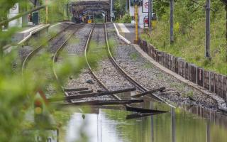 Flooding has caused train routes to be closed (not a picture of the actual flooding).