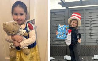 Gracie Gowell (as Snow White) and Georgia (as the Cat in the Hat) were among the many Swindon pupils who dressed up for World Book Day