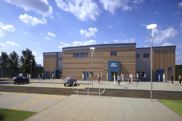 An impression of the entrance to the new proposed Abbey Stadium